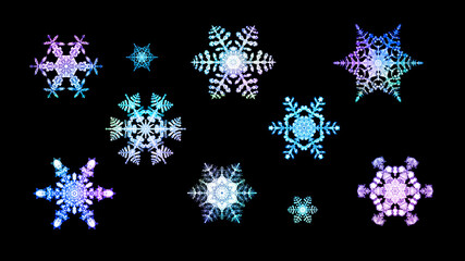 雪の結晶　背景 模様 テキスタイル　水彩 イラスト 横長