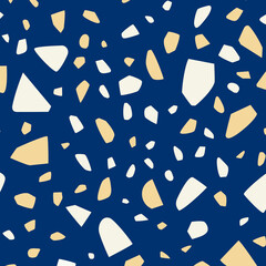 snowflake colorful white and yellow geometric motif pattern with abstract diagonal fabric on blue.