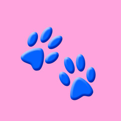 cute 3d cat paw isolated on pastel pink background. 3d rendering