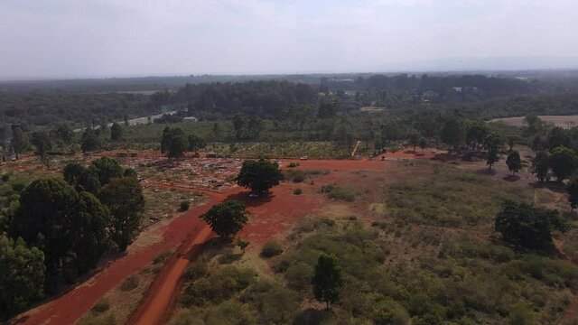 Aerial view of Langata Cemetery biggest graveyard in Nairobi Kenya