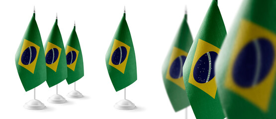 Fototapeta na wymiar Set of Brazil national flags on a white background