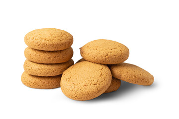 Fototapeta na wymiar group of oatmeal cookies isolated on white background