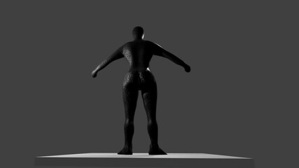 Female sculpture on display. Conceptual work of a digital sculpture.