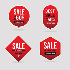 Collection of sale banners in red style