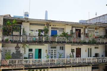 Fototapeta na wymiar Old City view of Ho Chi Minh City in Vietnam - ホーチミン 街並み ベトナム
