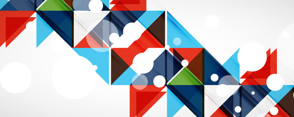 Obraz premium Geometric abstract background. Techno color triangle shapes. Vector illustration for covers, banners, flyers and posters and other designs