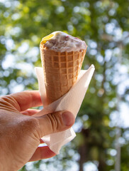 Ice cream cone in hand