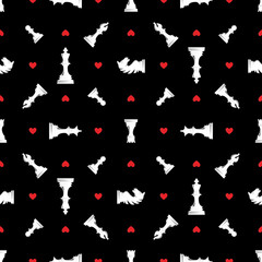 Seamless pattern with white chess. Vector illustration.