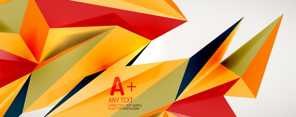 Vector triangle geometric backgrounds. Low poly 3d shape on light backdrop. Vector illustration for covers, banners, flyers and posters and other designs