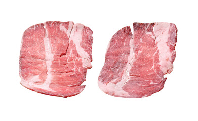 Raw beef slide for shabu on white background