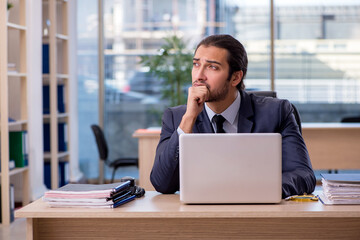 Fototapeta premium Young businessman employee working in the office