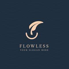 Flowless logo for your company. Luxury logo. Elegant logo with the gold edition