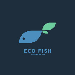 Fish logo with the leaf. Ecology logo for the company