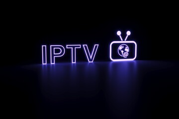 IPTV neon concept self illumination background 3D illustration