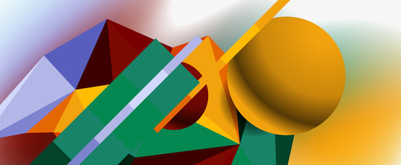 Trendy 3d geometric composition, design template for business or technology presentation, internet poster or web brochure cover