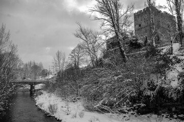 Great snowfall in Espinosa de los Monteros, Spain