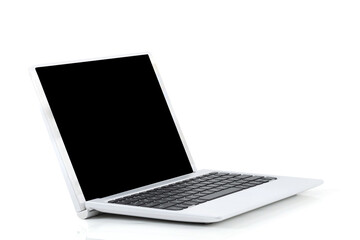 A laptop computer on a white background