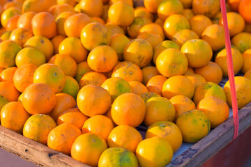 Many tangerines in the market