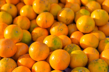 Many tangerines in the market