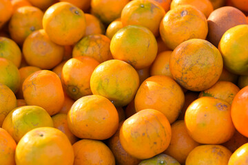 Many tangerines in the market