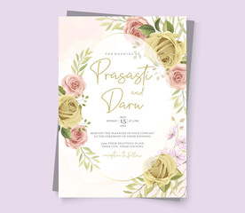 Modern wedding card with floral design
