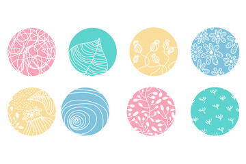 Highlight cover set, abstract floral botanical icons for social media. Vector illustration