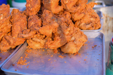 Fried chicken in the market