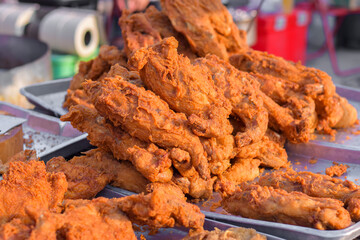 Fried chicken in the market