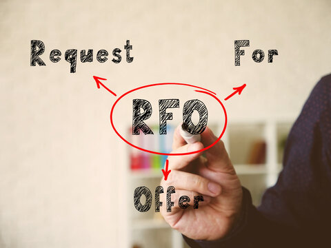  RFO Request For Offer on Concept photo. Businessman writing with marker on an background.