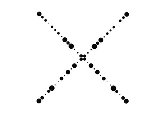 Halftone dots in Cross Form . Vector Illustration. Letter x  Logo . Design element . Abstract Geometric shape . 