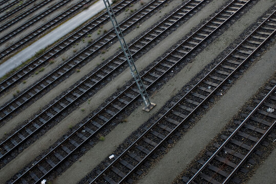 High angle view of railroad tracks