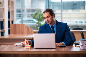 Young male employee working in the office