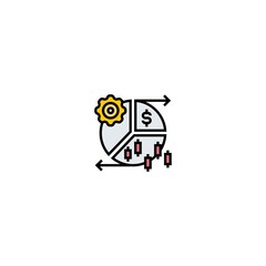 colored flat chart icon. infographic modern vector illustration. Pixel Perfect