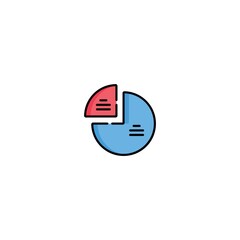 colored flat chart icon. infographic modern vector illustration. Pixel Perfect