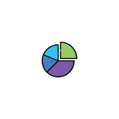 colored flat chart icon. infographic modern vector illustration. Pixel Perfect