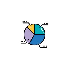 colored flat chart icon. infographic modern vector illustration. Pixel Perfect