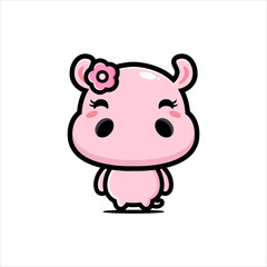 vector design of cute female hippo cartoon