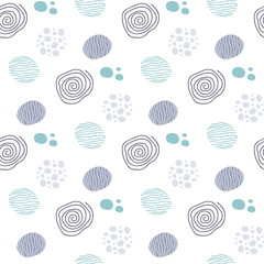 Circle seamless pattern. Colorful geometric pattern hand drawn. Abstract background with circles. Vector illustration. Repeating ornament with round shapes. Design paper, textile, fabric.