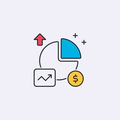 colored flat chart icon. infographic modern vector illustration. Pixel Perfect