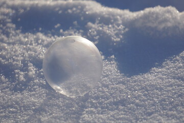 Soap Bubble In The Snow, With Sunshine