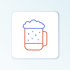 Line Wooden beer mug icon isolated on white background. Colorful outline concept. Vector.