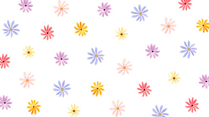カラフルな花の背景　水彩イラスト