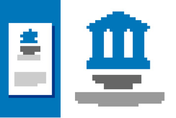 Blue Museum building icon isolated on white background. Logo design template element. Vector.