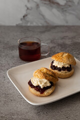 homemade scones with black tea
