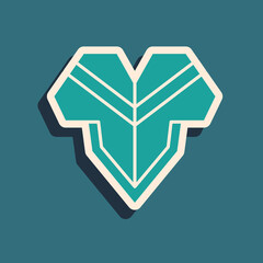 Green Traditional mexican poncho clothing icon isolated on green background. Long shadow style. Vector.