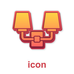 Gold Wall lamp or sconce icon isolated on white background. Wall lamp light. Vector.