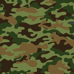 Fototapeta premium Camouflage seamless pattern background, Classic clothing style masking camo repeat print. illustration web design and clothes in green, brown color