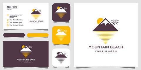 minimalist mountain and wave logo