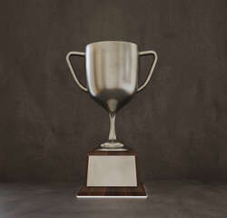 metal trophy cup in competition in 3D illustration