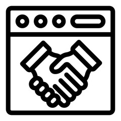 Website and hands denoting linear icon of online deal 